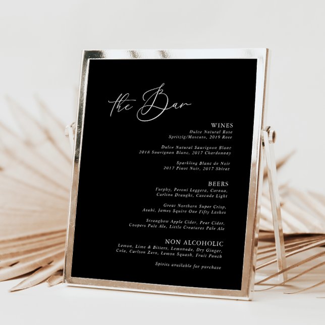 Menu med Modern minimalist Black Bröllop Pub (Skapare uppladdad)