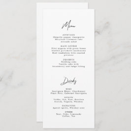 Menu med Modern Minimalist Black & White Bröllop Inbjudningar