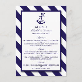 Menu Nautical Rand & Navy Blue Anchor Bröllop Meny