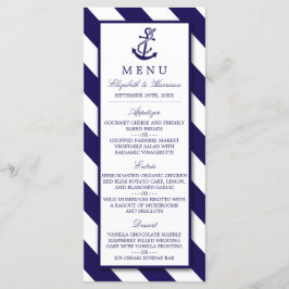 Menu Nautical Rand & Navy Blue Anchor Bröllop Meny