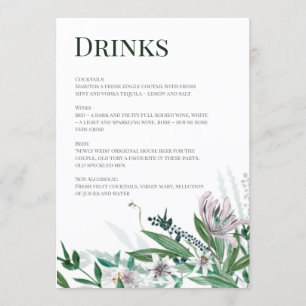 Menu Poets Garden, Vild Bouquet Inbjudningar