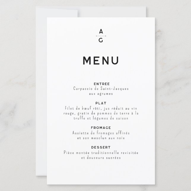 Menu pour mariage "Lettrus" (Framsida)