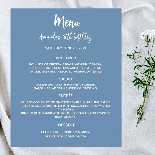 Menu-programmet dammig blå födelsedagsfest (Skapare uppladdad)