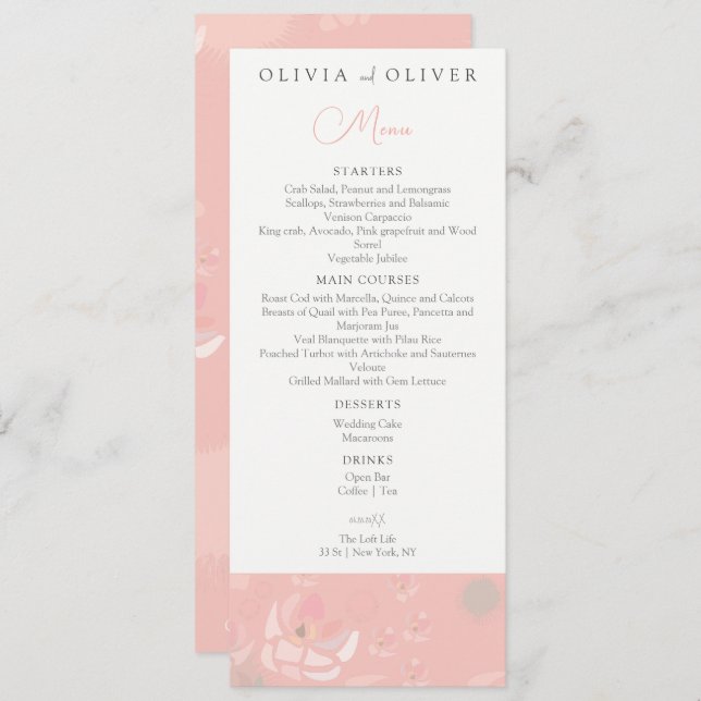 Menu Ro Bröllop Meny (Fram/baksida)