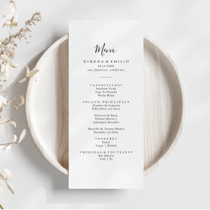 Menú Sencillo y Minimalista de Boda española Meny