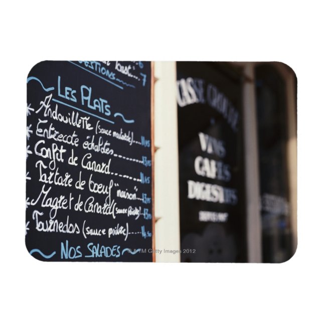 Menu Sign utanför ett kafé i Bordeaux, Frankrike Magnet (Horisontell)