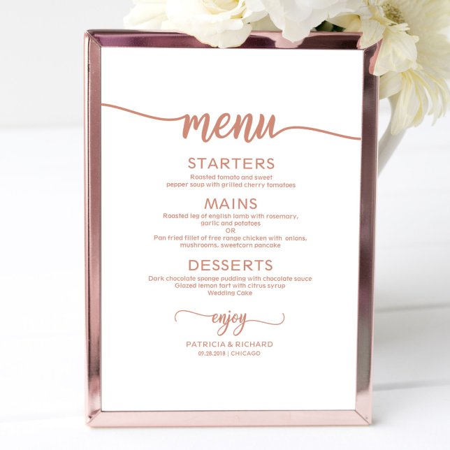 Menu-signalen Rustic Calligraphy ro Guld Poster (Skapare uppladdad)