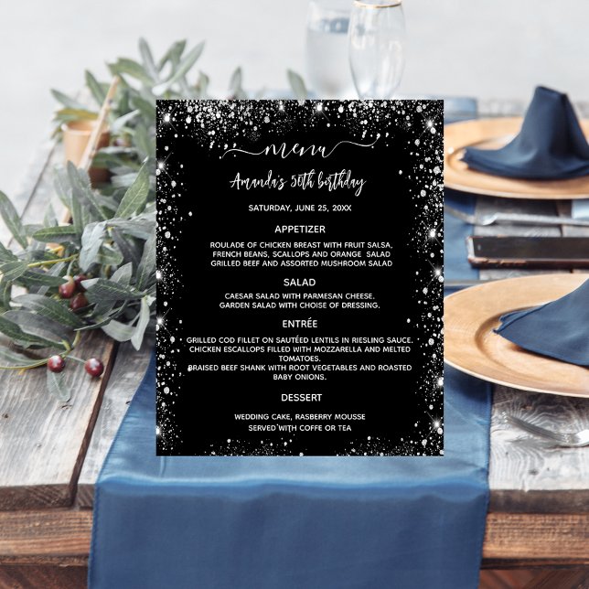 Menu svartvit budget för silver flygblad (Skapare uppladdad)