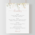 Menu-tecken för Greenery Boho Wildblomma Bröllop D Poster<br><div class="desc">Denna gröna boho wildblomma bröllop är en perfekt för ett rustiskt bröllop. Utformningen har vattenfärgsrosa,  ,  gult och vita vilda blommor som ordnats i eleganter.</div>