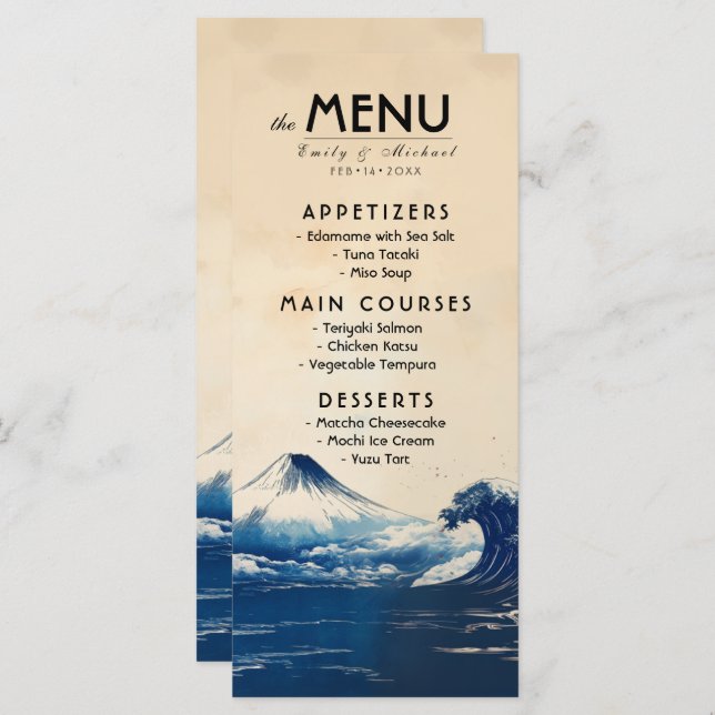 Menu + underbar text Japonesque Harmony med Fuji Meny (Fram/baksida)