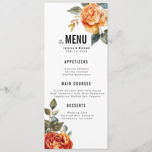Menu + underbar text Marble Dreams Orange Ro Meny (Framsida)