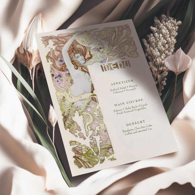 Menu Vintage Sjöjungfru Art nouveau Inbjudningar (Skapare uppladdad)