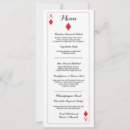 Menu Wedding Reception Diamond Spelar in Cards Ace Inbjudningar