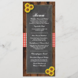 Menu Wedding Reception Rustic Red Chalk Wood Check Inbjudningar