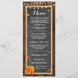 Menu Wedding Reception Rustic Wood Pumpkin Fall Inbjudningar