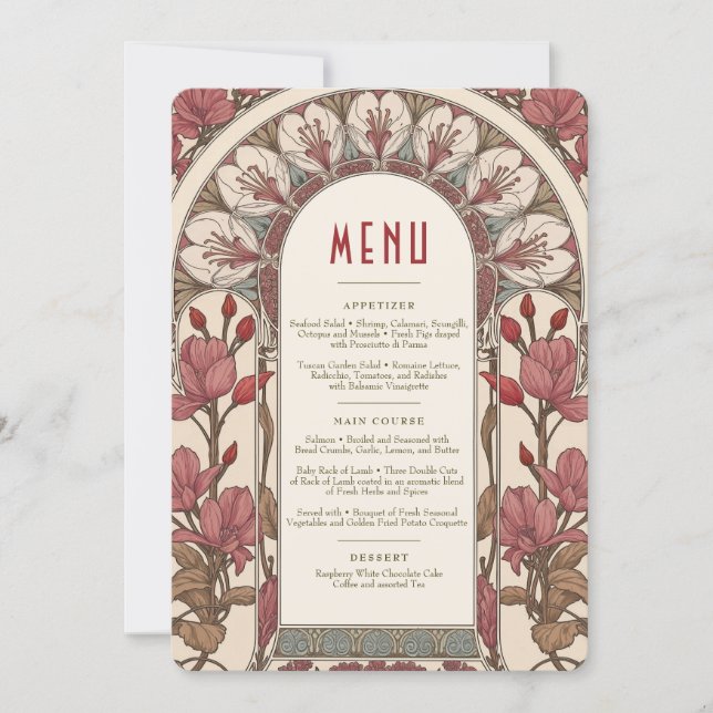 Menu Wedding Vintage Inbjudningar (Framsida)