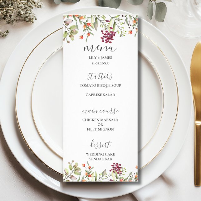 Menu Wildblomme Meadow Bröllop Reklamkort (Skapare uppladdad)