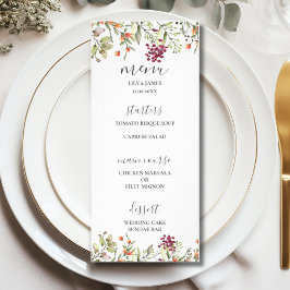 Menu Wildblomme Meadow Bröllop Reklamkort