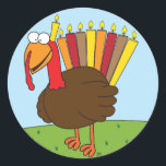 Menurkey Stickers Runt Klistermärke<br><div class="desc">Dessa klistermärken har en charmig,  karismatisk menurkey (kombination Menorah och Turkiet),  i firande i helgdag över Chanukah-Thanksgivingen i år.</div>