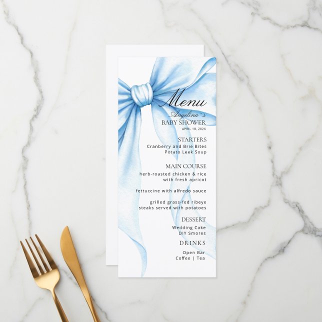 Menus for a modern  baby shower. meny (Fram/Back In Situ)