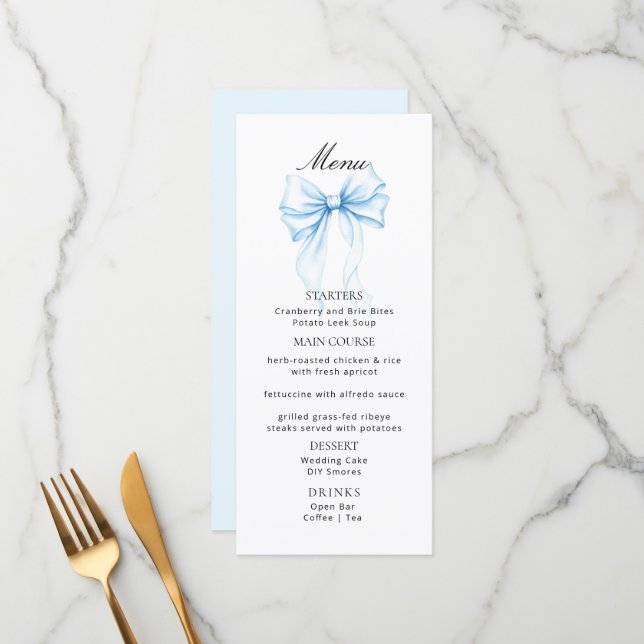 Menus for a modern  baby shower. meny (Fram/Back In Situ)