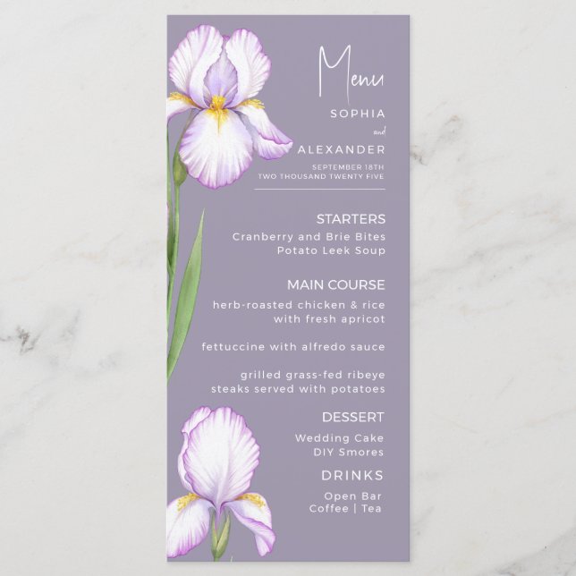 Menus for a modern wedding. meny (Framsida)
