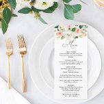 Meny  Blommigt Bröllop<br><div class="desc">En elegant och ett romantiskt menykort med  blommor med vattenfärg. Ta en titt på samlingen "Fintvätt" för att se resten av bröllop-sviten. (*) Kontakta oss om du behöver hjälp eller tittar om matchande artiklar. www.wordsandconfetti.com</div>