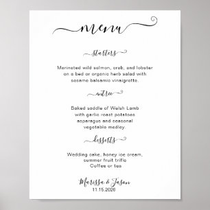 Meny Bröllop för elegant Script 3-kurs Poster