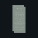 Meny Bröllop med minimalistisk fet Grönt<br><div class="desc">Anpassa en elegant-meny för bröllop med den här menyn för minimal Grönt för fet stil,  Bröllop. Menydesignen har minimal fetstil och modern typografi. Lägg till alternativen namn,  Datum och meny för,  bröllop för att anpassa. Utformning av perfekten för par som vill ha en minimalistisk utformning för bröllop.</div>