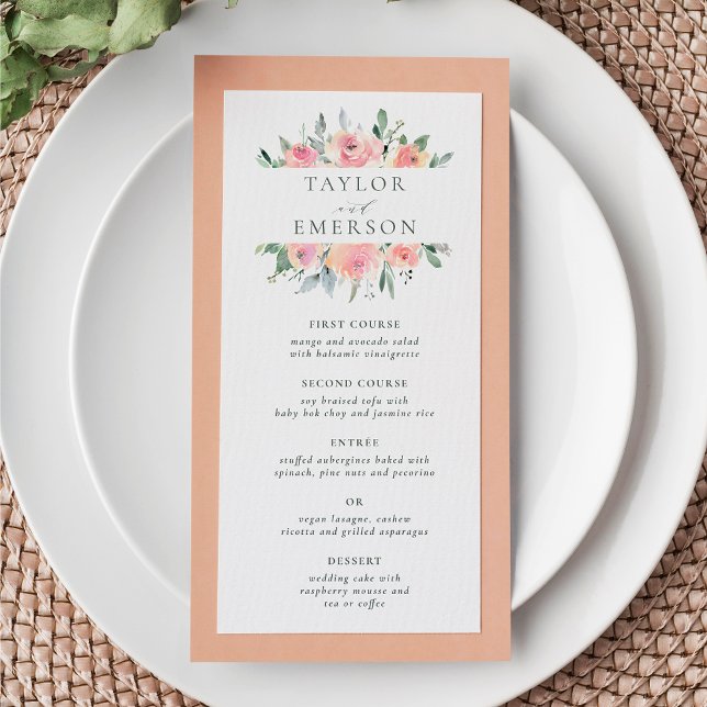 Meny Bröllop på Blommigten för  och sidvattenfärg (Menu Card Mock-up)
