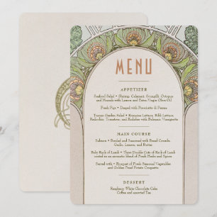 Meny Bröllop Vintage Art Nouveau av Mucha Invitati Inbjudningar
