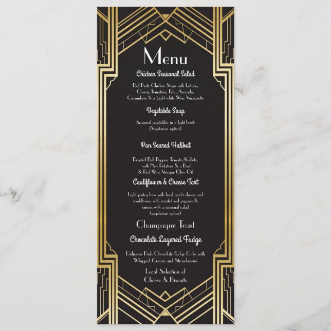 Meny Bröllopsfest 1920-tal Art Deco (Framsida)