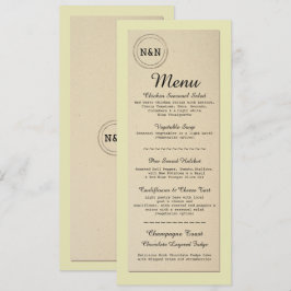 Meny Bröllopsmottagning Rustik Bibliotek menyer Inbjudningar