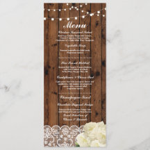 Meny Bröllopsmottagning Rustika Träknytarkort