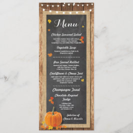 Meny Bröllopsreception Rustik Pumpa Krittkort Inbjudningar