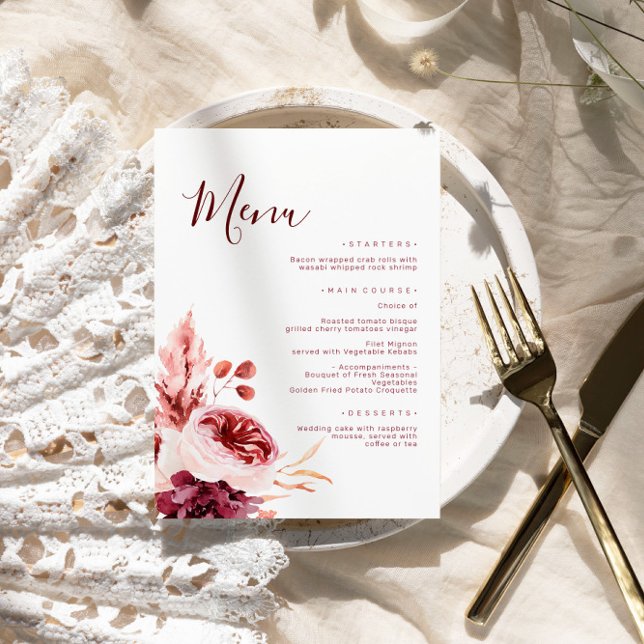 Meny Burgundy & Rosa Fall Hösten Bröllop (Skapare uppladdad)