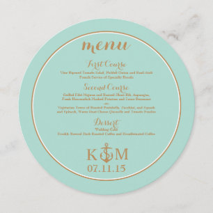Meny - cirkla - nautiska Mint och guld -