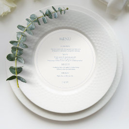 Meny Dusty Blue & Ivory Monogrammed Round Bröllop