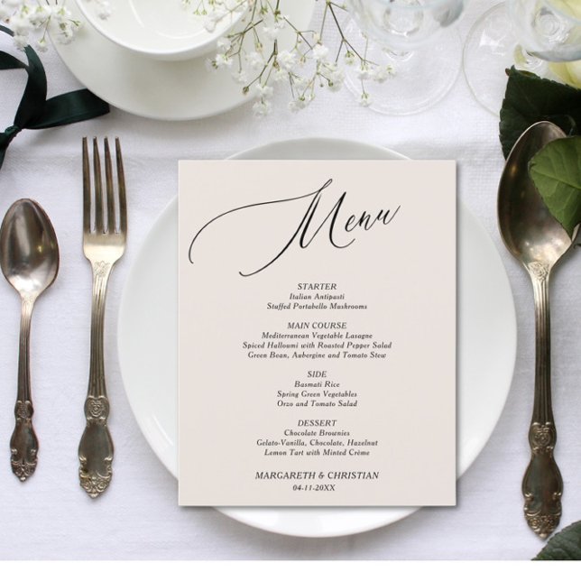 Meny Elegant för budgetstöd - minimalistisk Bröllo (Skapare uppladdad)