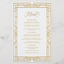 Meny för Antique Geometric Guld Ram White Bröllop