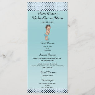 Meny för baby shower för vintagePrince polka dots