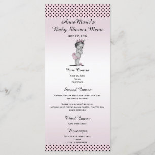 Meny för baby shower för vintagePrincess polka