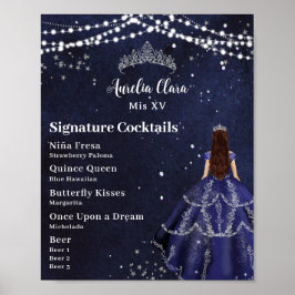 Meny för berikad martinblå Quinceanera Pub-drink Poster