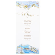 Meny för blå marmor i bläck