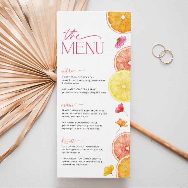Meny för Bright Citrus Möhippa (Citrus Bridal Shower Menu | Matching items available)