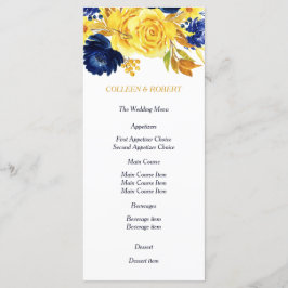 Meny för Bright Guld Navy Blue Blommigt Bröllop