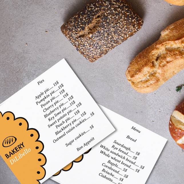 Meny för Bröd-illustrationer för bakverk och Pris  (Skapare uppladdad)