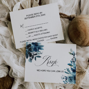 Meny för Celestial Navy Blue Blommigt Menu (val av