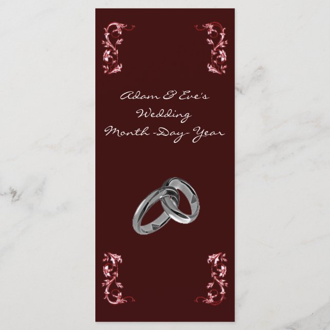 Meny för Classy och elegant Red bröllop middag (Baksida)