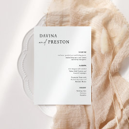 MENY för contemporary Script Modern BRÖLLOP DINNER Bordsnummer